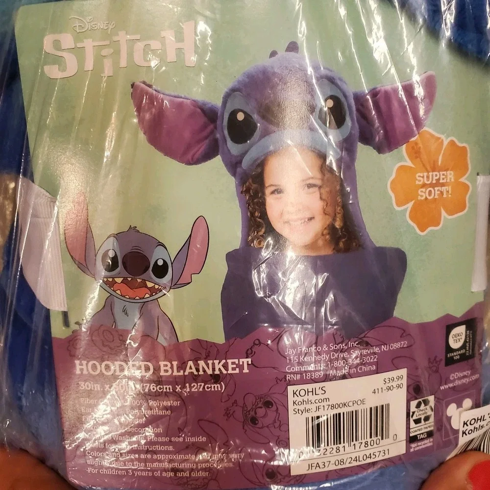 Disney Stitch Hooded‎ Blanket Super Soft! 30